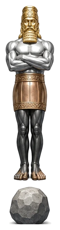 Daniel 2 statue and stone artwork without labels, numbers, or embedded text.